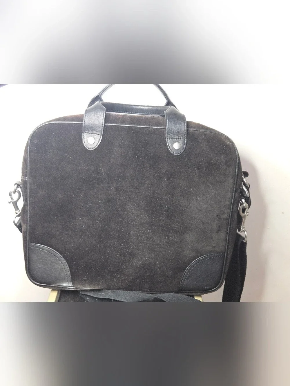 Vintage Y2K Juicy Couture Black Velour Leather Laptop Bag Messenger Briefcase